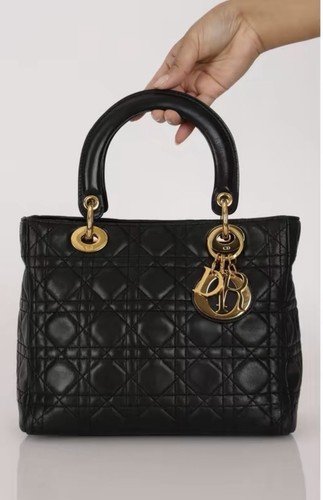 Lady dior medium black cannage - lady,