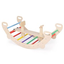 4-in-1 Multifunctional Wooden Climbing Toys with Rocker and Crawling Tunnel-Mult