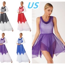 Abito da ballo donna glitterato trasparente lode tunica culto abito sovrapposto