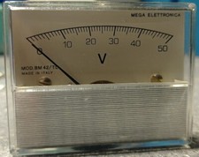 VOLTMETRO ANALOGICO DA PANNELLO 0-50V DC MEGA ELETTRONICA TESTATO OK