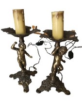 Coppia Di Lumi Da Tavolo/Comodino In Metallo