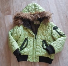 Piumino invernale Giubotto Bambina verde, giacca invernale cappuccio pelliccia