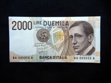 Banconota Italia 1990 2000 lire Marconi radio UNC GEM prima data consecutiva
