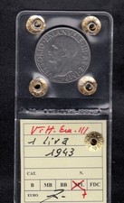 VITTORIO EMANUELE III 1 LIRA 1943 PERIZIATA SPL+