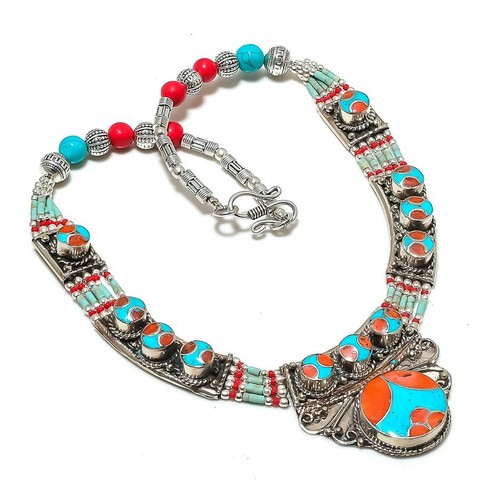 Collana corallo rosso - , turchese