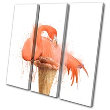 Quadro Stampa Arte Murale TREBLE CANVAS GELATO FENICOTTERO ANIMALI ASTRATTI