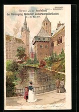 Cartolina d'artista Carl Schmidt: Brunswick, lotto sul Burggraben, mostra Verei 