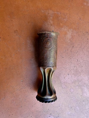 Trench art vaso lavorato - vaso,