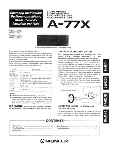 Pioneer 77x amplificatore - pioneer, a-77x
