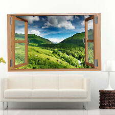 Wooden Cabin Window Nature Mountains Wall Art Sticker Decal Murals Poster QJ1