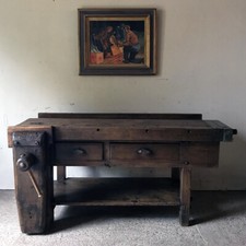 Banco Falegname arredo stile ANTICO / VISSUTO in legno di Frassino 180x80x84cm