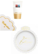 Coordinato tavola BATTESIMO piatti CORONA bicchieri tovaglioli