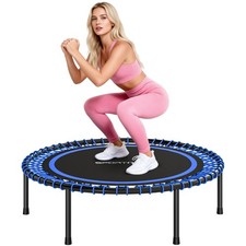 SPORTNOW Trampolino Elastico Fitness a 36 Corde in Acciaio e PP Ø114x31 cm Blu