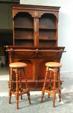 Mobile Bar Casa Anni 80 Spalliera Bancone Sgabelli Legno Noce Massello Vintage 