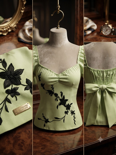 Top blusa donna verde - , salvia