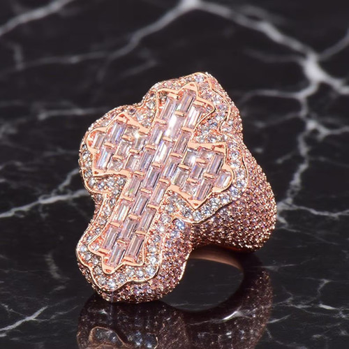 Anello croce hip hop diamante