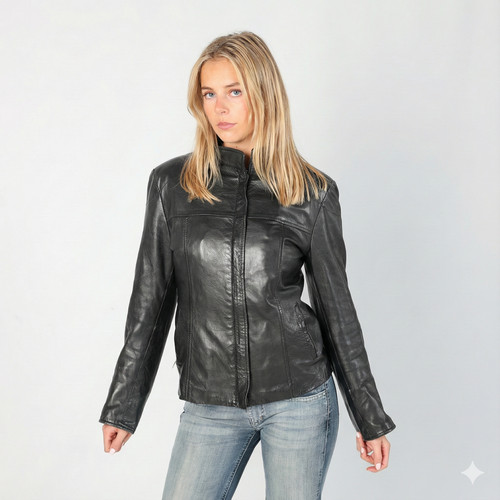 Giacca donna nera vera pelle