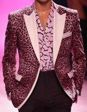 Giacca blazer uomo leopardata splicing pizzo risvolto matrimonio festa casual abbigliamento attivo