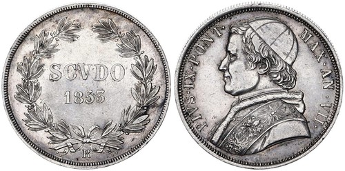Vaticano scudo argento 1853 - scudo,