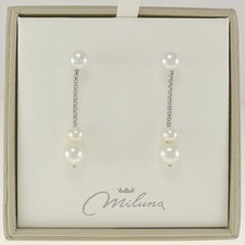 Orecchini MILUNA, Perle bianche da 5,5-6 a 7,5-8 mm, perno e farfallina. Ag 925