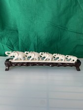 Scultura d’epoca 5 elefanti in avorio su base in legno