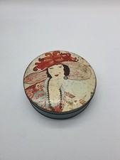 Scatola latta volto donna anni 30 vintage epoca disegno quadro