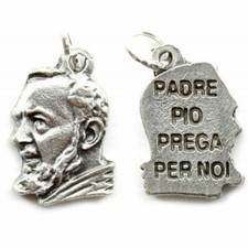 Ciondolo Padre Pio 20x15mm argento con catena collana medaglia nostro Uomo Donna