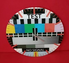 OROLOGIO DA PARETE TEST NO SIGNAL VINTAGE IN PLEXIGLASS TV RADIO  40 CM