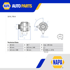 Alternatore adatto per SEAT IBIZA 6K1, 6L1 1.9D dal 99 al 09 Bosch 038903023K 038903023Q