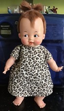 Bambola Hanna Barbera Pebbles Flintstone ideale 1963 vintage 14" corpo morbido