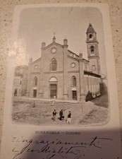 Cartolina Antica Mirandola Duomo Animata Fp Viag 1906 Molto Rara Con Fracobollo 