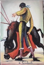 Salvo Lombardo -Torero - olio tela cm 20 X 30