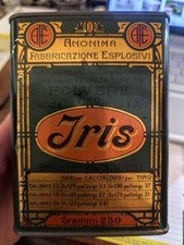 Scatola polvere da sparo IRIS. Anonima fabbricazione esplosivi. Gr 250