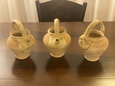 Lotto 3 Brocche Antiche Terracotta Parzialmente Invetriata Italia Primi ‘900