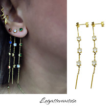 orecchini saliscendi puno luce colorati. 2 PZ orecchini Plac. Oro In Vari Colori