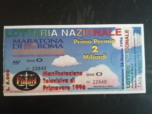 BIGLIETTO LOTTERIA MARATONA DI