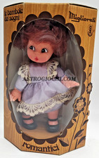 MIGLIORATI BAMBOLA BIRICHINA ROSSA ROMANTICI DOLL 20CM VINTAGE '70 NEW IN BOX