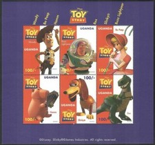 Uganda 1997 Disney Toy Story Dinosauri Woody Buzz Rex sht MNH