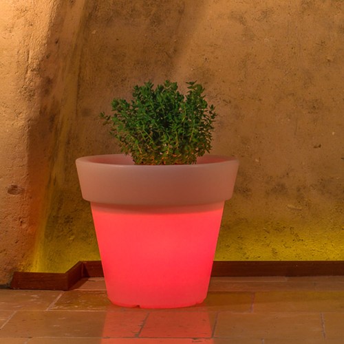 Vaso resina con luce rossa - resina,