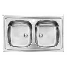 LAVELLO DA INCASSO IN ACCIAIO INOX 2 VASCHE MODELLO MONDIAL  CM.86x50