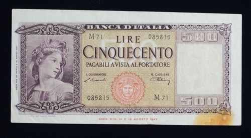 1947 italy 500 lire banknote - 1947,