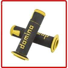 Manopole moto scooter stradali pit bike cross coppia 22-24mm NERO E GIALLO