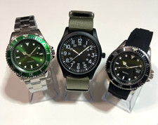Stock Lotto 3 Orologi Uomo datario automatico Flieger Sub Quarzo Verde Sportivi