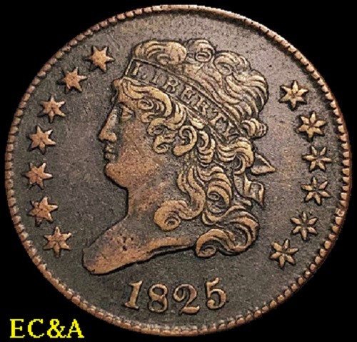 1825 mezzo centesimo più - 1825, centesimo,