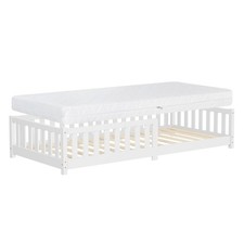 Letto singolo per bambini 200x90 cm bianco giroletto ragazzi con materasso 16 cm