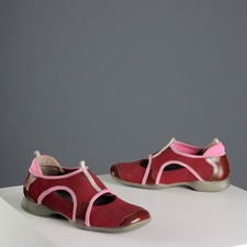 Scarpe Prada Vintage Pelle Tela Bordeaux Rosa Italia Anni 90 Originali