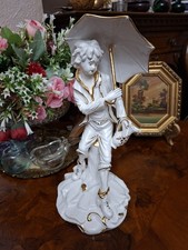 Statuina Porcellana Capodimonte Ragazzo Con Ombrello Vintage