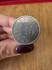 MONETA SVIZZERA 5 FRANCHI 1975 Anno della protezione del monumento FF