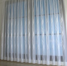 NUOVE tende esclusive e di alta qualità tessuto voile nastro di piombo bianco/argento PRODOTTO AL METRO