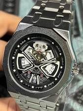 Orologio Uomo Giorno automatico Acciaio bracciale integrato Scheletrato Quarzo